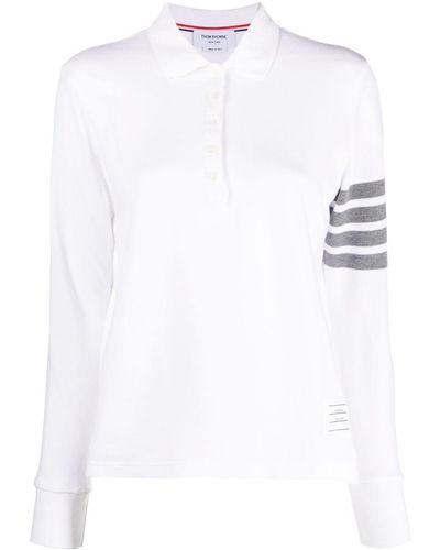 Thom Browne 4-bar Long-sleeved Polo Shirt - White