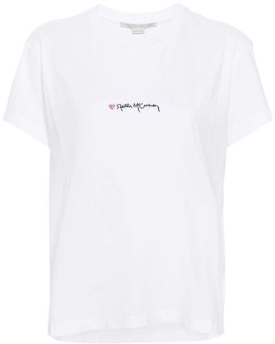 Stella McCartney T-Shirt mit Logo-Stickerei - Weiß