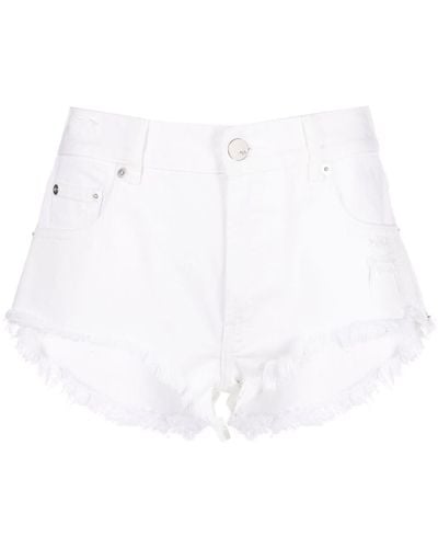 Nissa Raw-hem Denim Shorts - White
