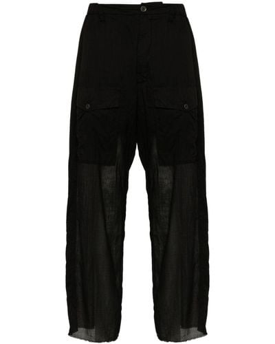Masnada Semi-sheer Cotton Trousers - Black