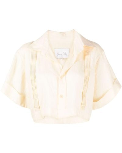 Johanna Ortiz Cropped Linen Shirt - Natural