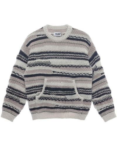 Magliano Striped Long-sleeve Sweater - Gray