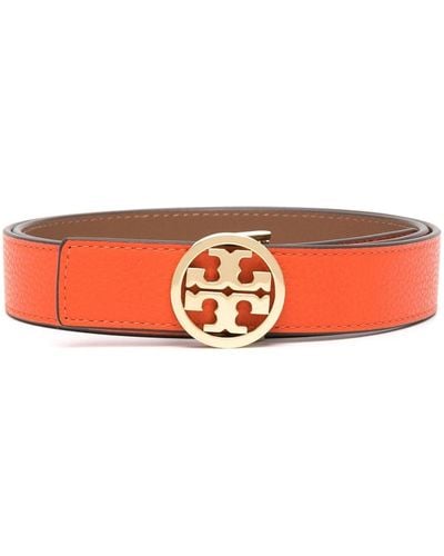 Tory Burch 1" Miller Reversible Leather Belt - Orange