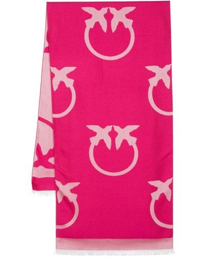 Pinko Love Birds-logo Scarf - Pink