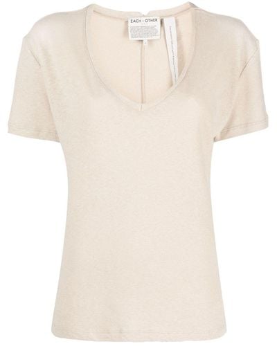 Each x Other T-shirt Met V-hals - Naturel