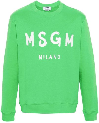 MSGM Logo-print Cotton Sweatshirt - Green