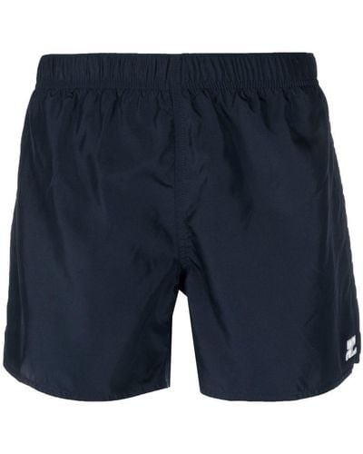 Courreges Logo-patch Plain Swim Shorts - Blue