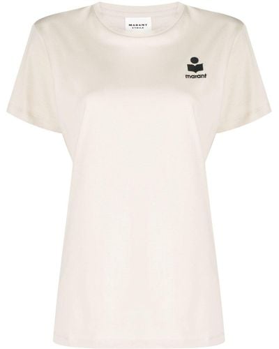 Isabel Marant T-shirt en coton biologique à logo brodé - Blanc