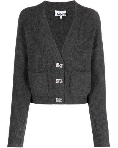 Ganni Cardigan mit Knitteroptik - Schwarz