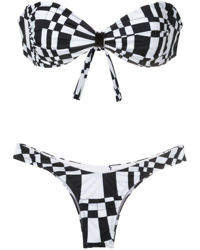 Amir Slama Geometric-print Two-piece Bikini Set - Black
