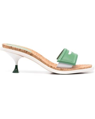 3Juin Square-toe Leather Sandals - Green