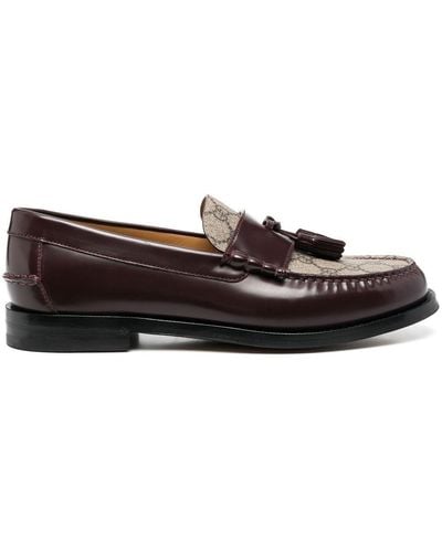 Gucci Mocassins en toile GG à glands - Marron