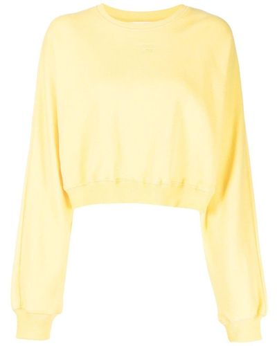 Pushbutton Logo Crew-neck Sweatshirt - Yellow
