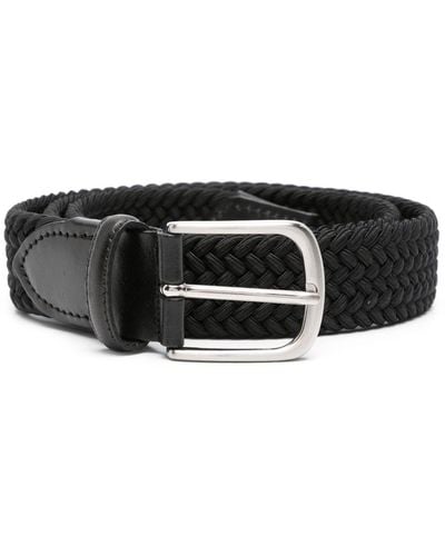 Eraldo Leather-trim Interwoven Belt - Black