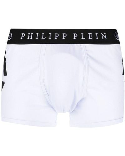 Philipp Plein Boxer à logo imprimé - Blanc