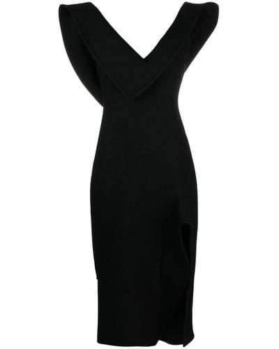 Bottega Veneta Asymmetric Midi Dress - Women's - Viscose/cotton/wool/polyamide - Black