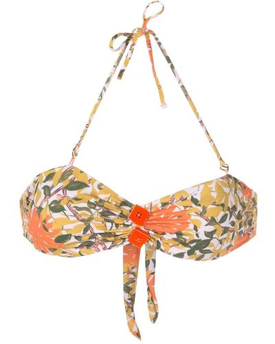 Clube Bossa Floral-print Halterneck Bikini Top - Orange