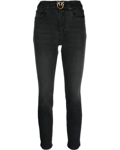 Pinko Cropped-Jeans mit Gürtel - Schwarz
