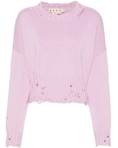 Marni Distressed-effect Sweater - Pink