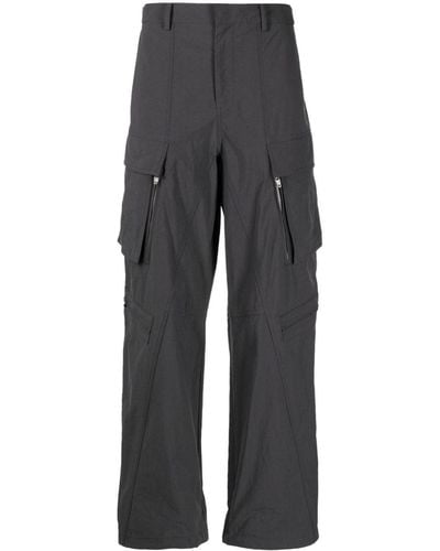 Juun.J Mid-rise Wide-leg Cargo Trousers - Grey