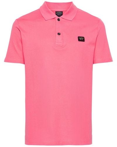 Paul & Shark Logo-patch Cotton Polo Shirt - Pink