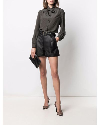 Saint Laurent Blusa en mezcla de seda con lunares - Negro