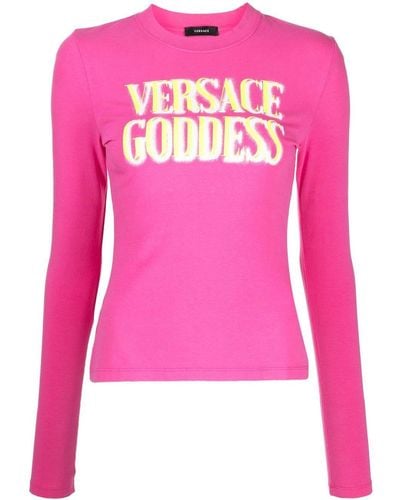 Versace スローガン ロングtシャツ - ピンク