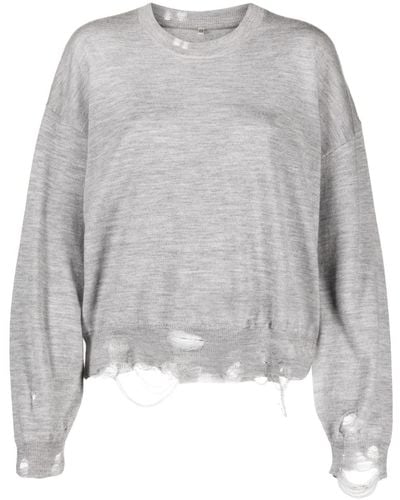R13 Distressed Merino-wool Sweater - Gray