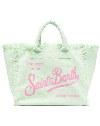 Mc2 Saint Barth Logo-print Fringed Beach Bag - Groen
