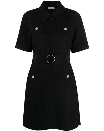 Sandro Patch-pocket Woven Mini Dress - Black