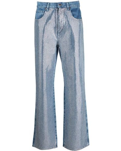 GIUSEPPE DI MORABITO Crystal-embellished Straight-leg Jeans - Blue