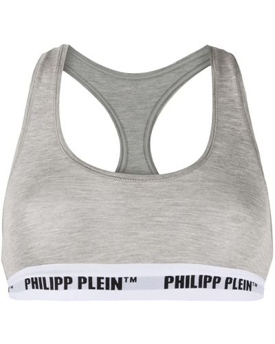 Philipp Plein Logo Band Sports Bra - Grey