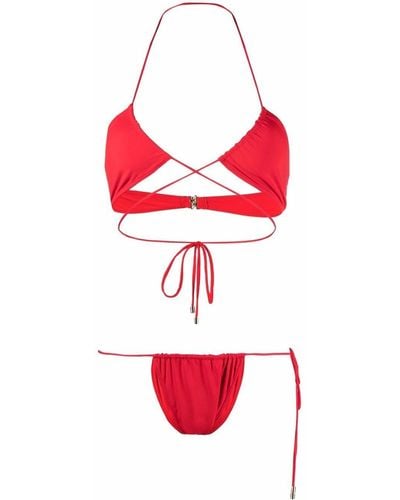 Manokhi Bikini con diseño cruzado - Rojo