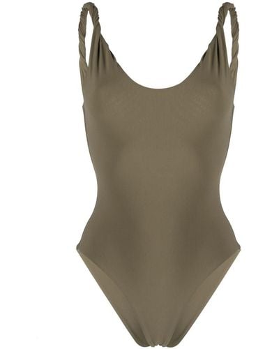 Totême Twisted Scoop-neck Swimsuit - Brown