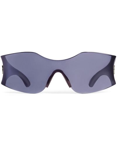 Balenciaga Sonnenbrille mit Logo-Schild - Blau