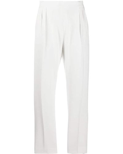 Max Mara Cropped-Hose mit Falten - Weiß