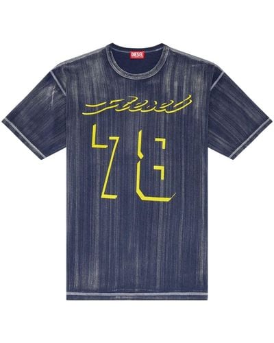 DIESEL T-Boxt-Q2 T-Shirt mit Logo-Print - Blau