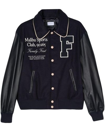FAMILY FIRST Logo-embroidered Bomber Jacket - Blue