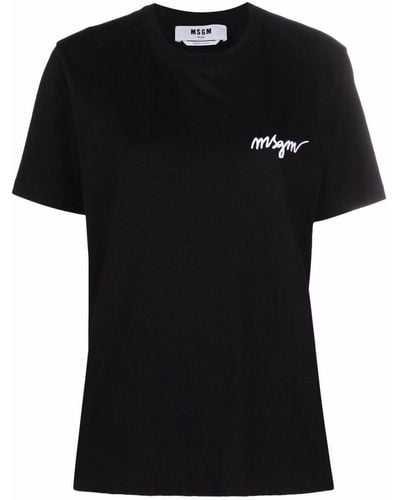 MSGM Chest-logo Crewneck T-shirt - Black