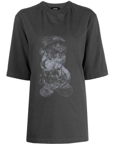we11done T-shirt en coton à imprimé ourson - Noir