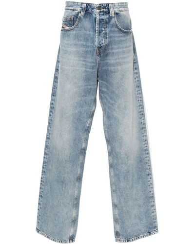DIESEL Katoenen Cropped Jeans Met Logopatch - Blauw