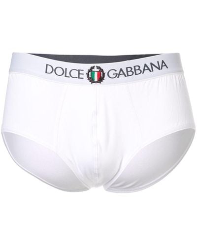 Dolce & Gabbana Elastic Waist Logo Briefs - White