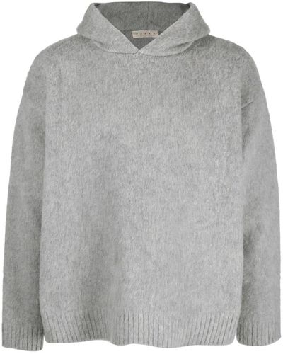 Paura Ribbed-trim virgin wool hoodie - Gris