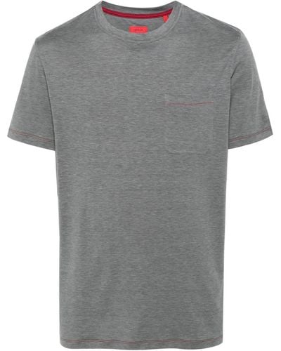 Isaia Camiseta con costura en contraste - Gris