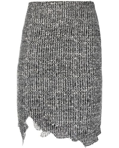 Coperni Aysmmetric-hem Tweed Skirt - Gray