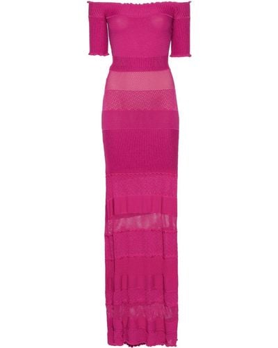 Gemy Maalouf Off-shoulder Knitted Long Dress - Pink