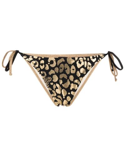Moschino Leopard-print Bikini Bottoms - Metallic