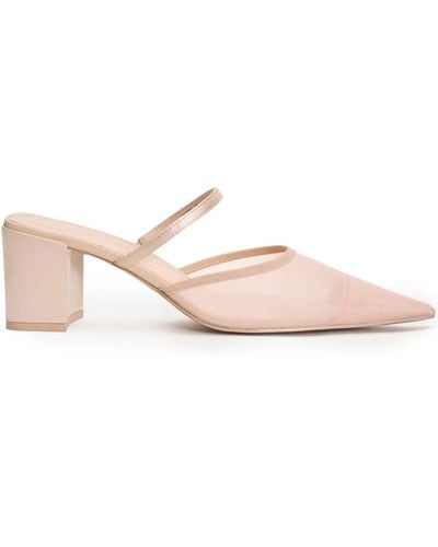 12 STOREEZ Pointed-toe Mesh Mules - Pink