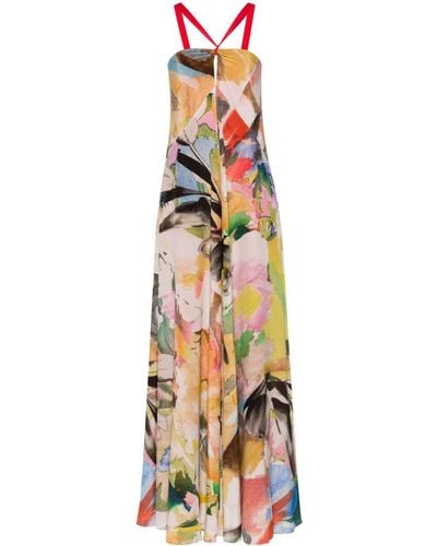 Paul Smith Floral Collage-print Silk Dress - Metallic