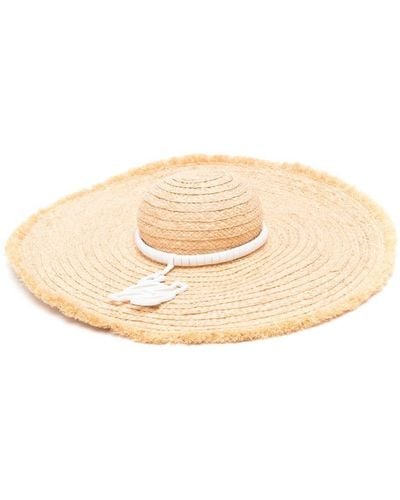 Casadei Logo-appliqué Raffia Sun Hat - Natural